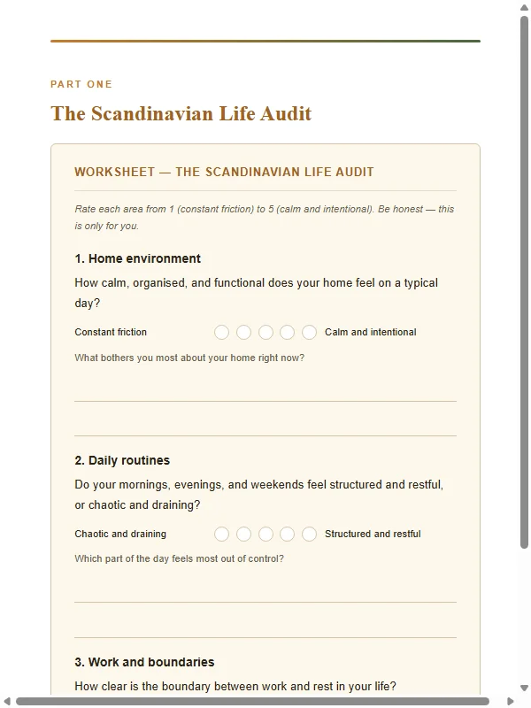 Scandinavian Life Audit worksheet preview